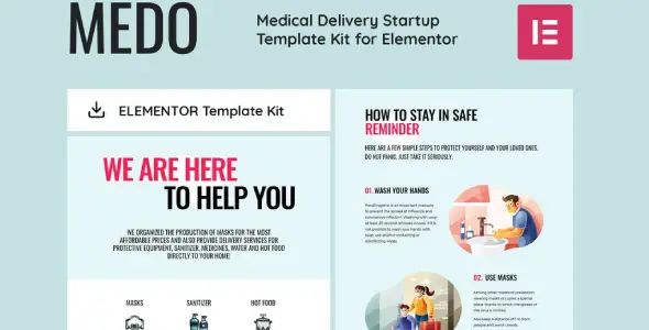 MEDO – Medical Delivery Startup Elementor Template Kit